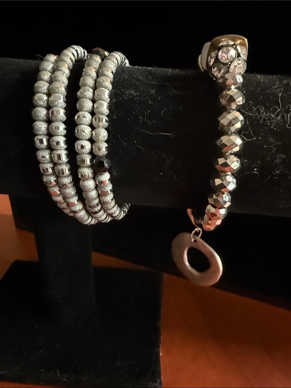 Silver Beaded Stretch Bracelet Set - Women Jewelry